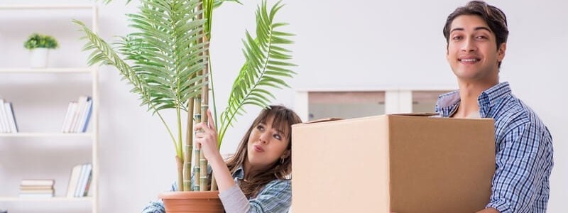 young couple preparing for a household relocation
