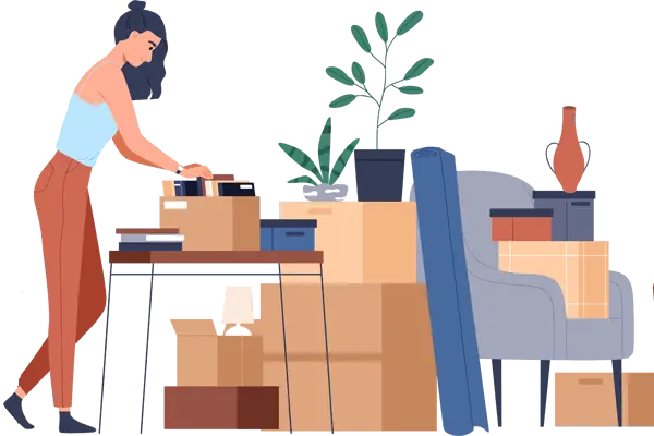 woman packing cardboard boxes for a move