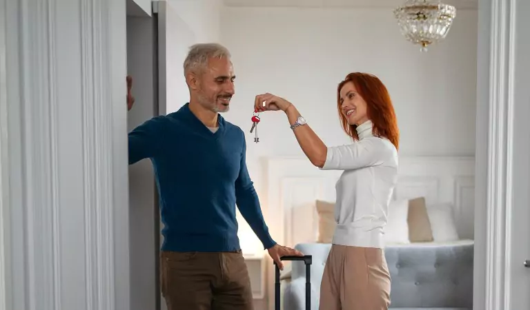 couple inside of a new property