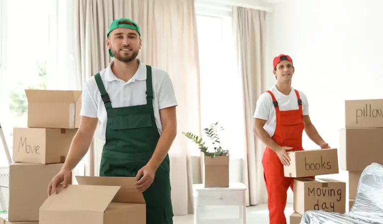 young professionals during the job packing cardboard boxes