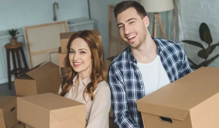 couple inside of their new house